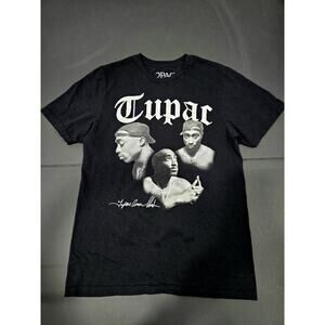Tupac Amaru Shakur Graphic T-Shirt 2pac Tee Black/White Mens Size Small